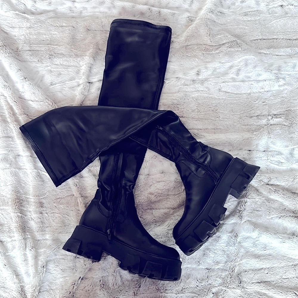 Aldo Black Over-the-Knee Chunky Sole Boots